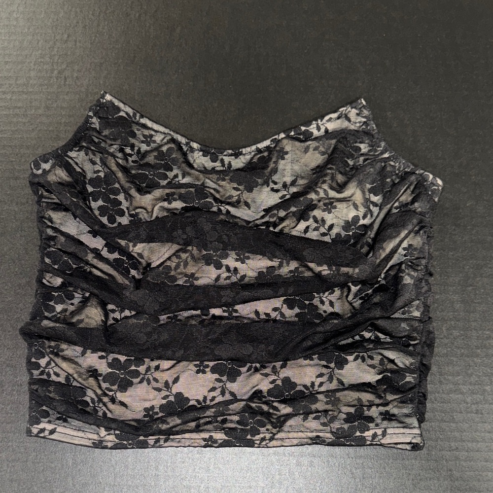 Black Corset Floral Lace Tube Top
